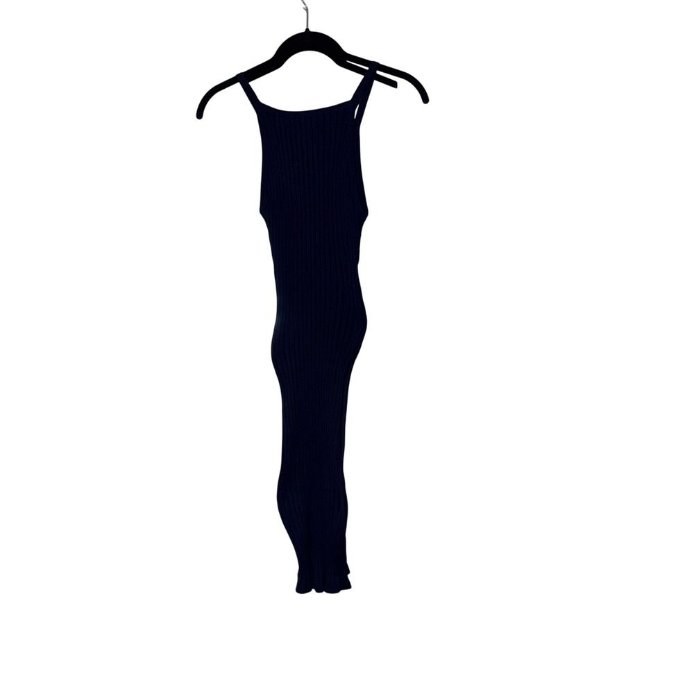 Love Tree Ribbed Knit Bodycon Midi Dress Womens Small Navy Blue Stretch